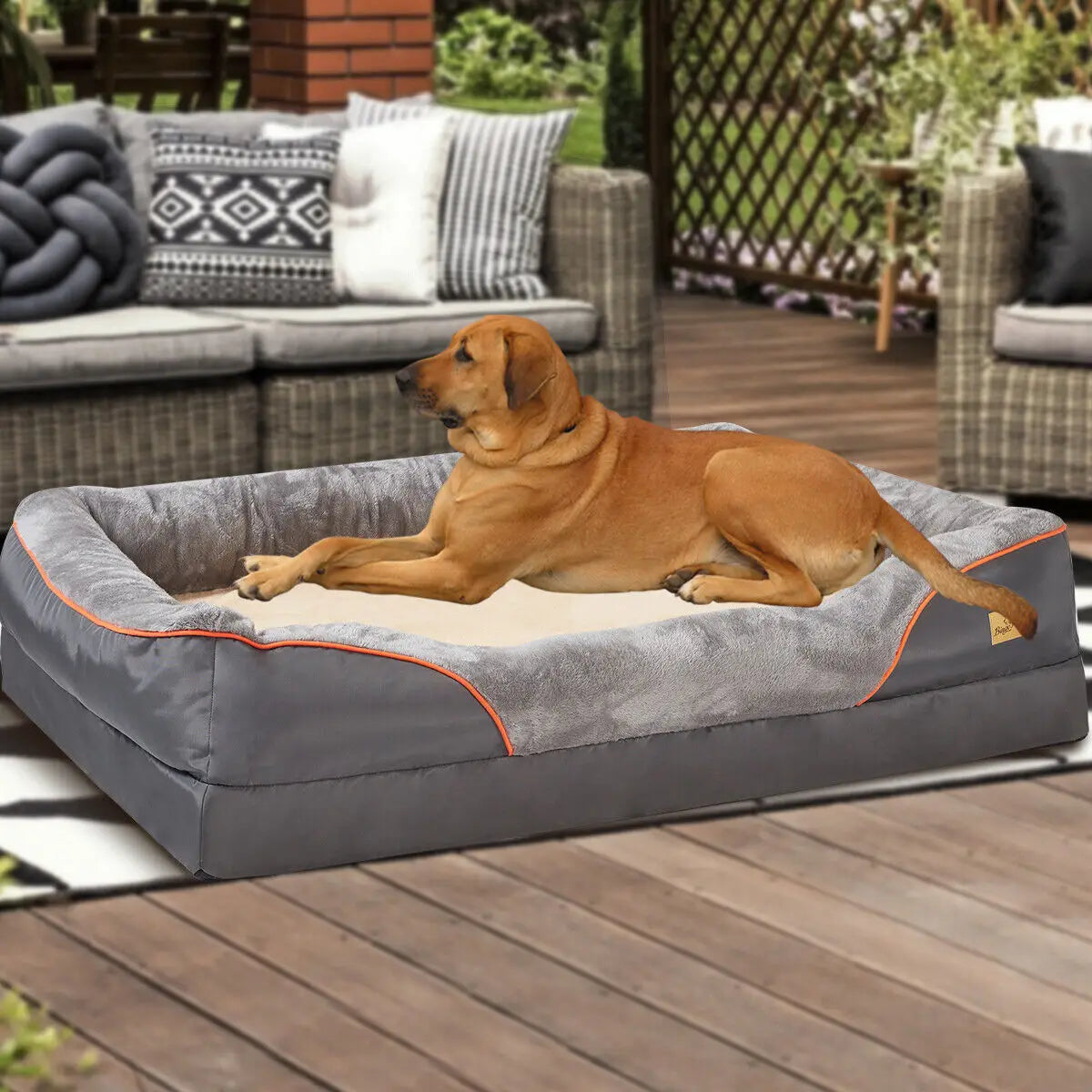 Jumbo Large Orthopedic Memory Foam Dog Bed Quilted Bolstered Elevated Cushion
