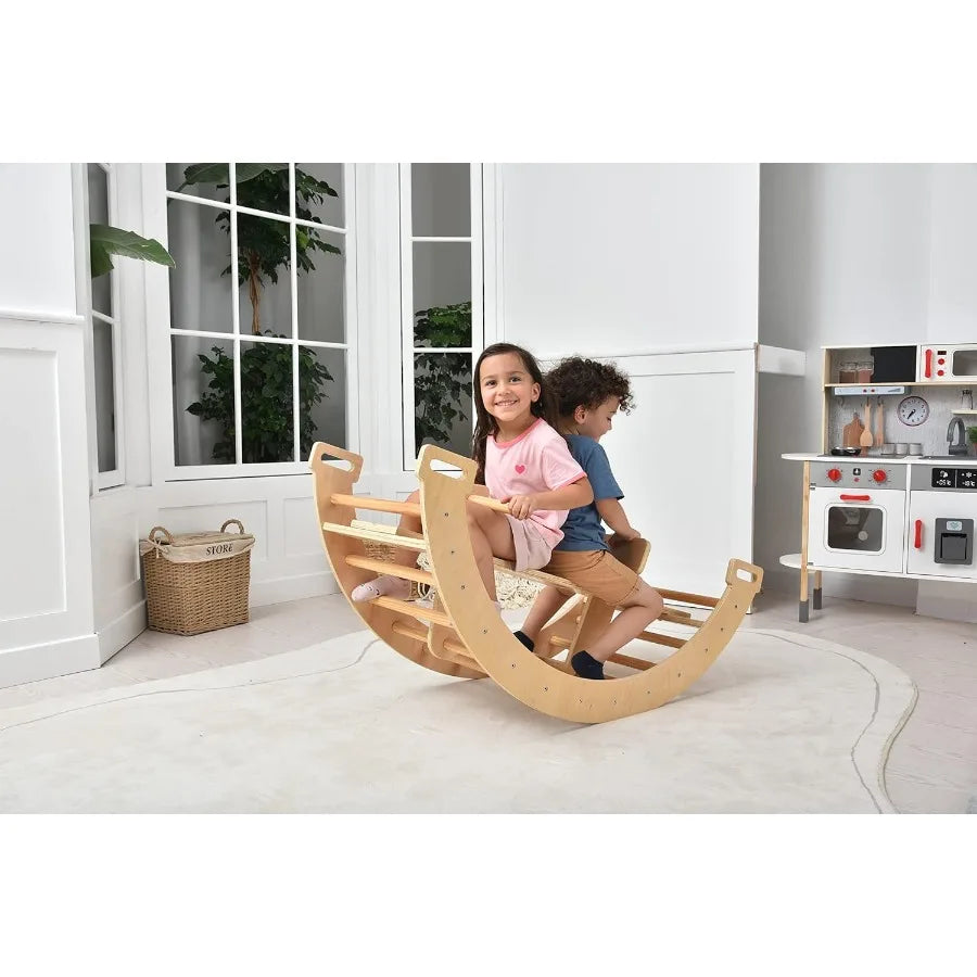 Bailis Ultimate 3in1 Playset Seesaw Climbing Arch Rocker Waldorf Montessori Toy