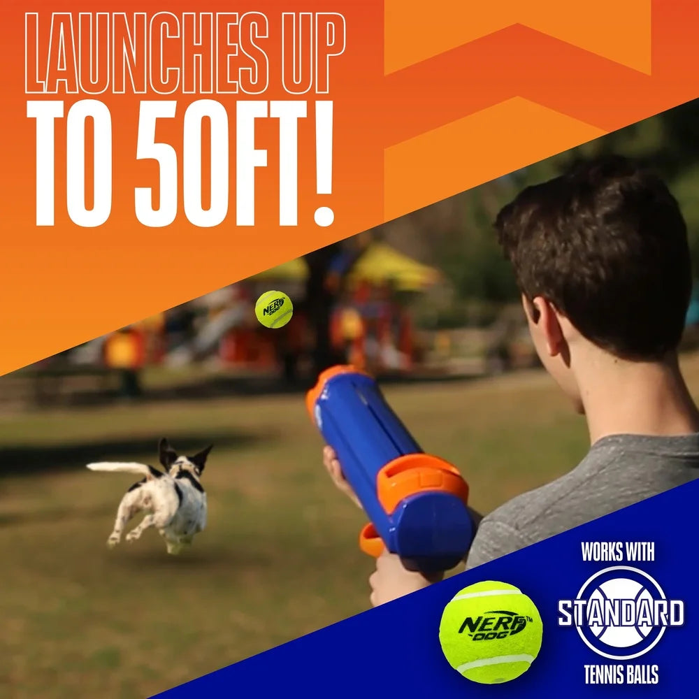 Tennis Ball Blaster Dog Toy With 4 Balls Hands Free Pickup