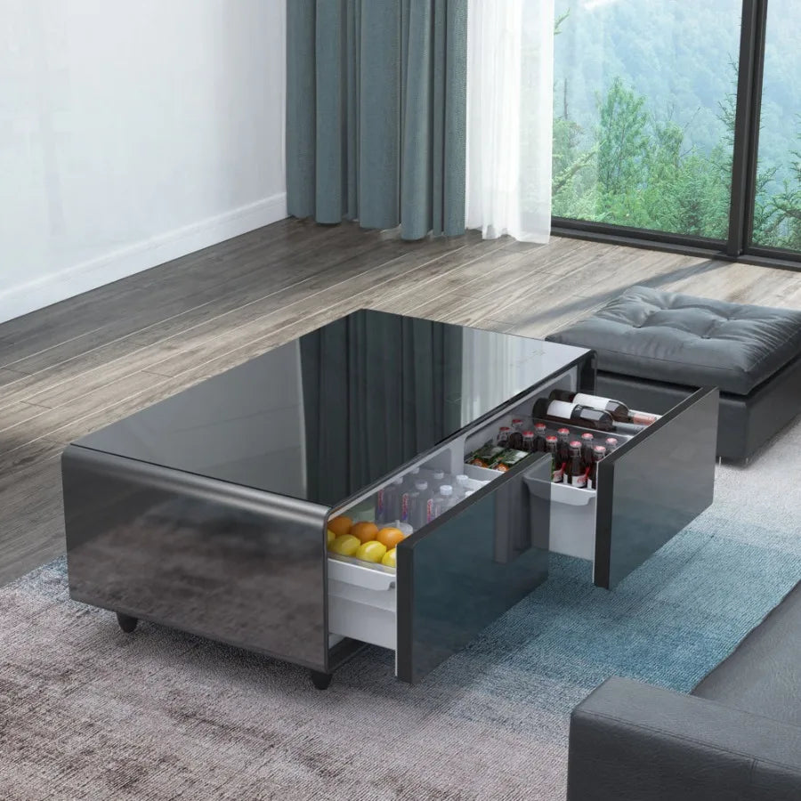 Modern Smart Coffee Table Builtin Fridge Bluetooth Speaker