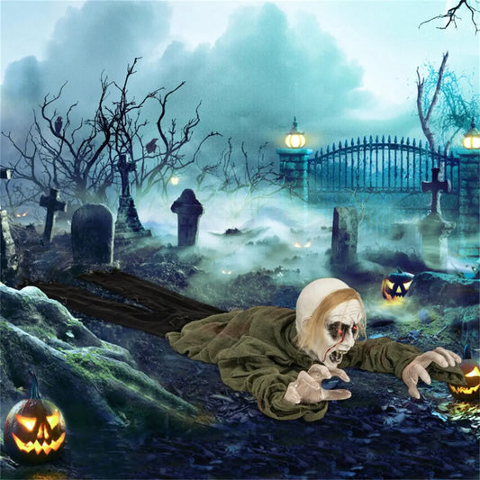 Sparkling Eye Zombie Halloween Decorations with Spooky Sounds Voice Activated Groundbreaker for Creepy Home Decor