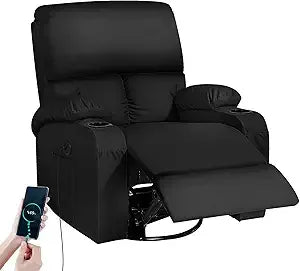 Massage Rocker Recliner Chair With Vibration And Heat USB C 360 Degree Swivel