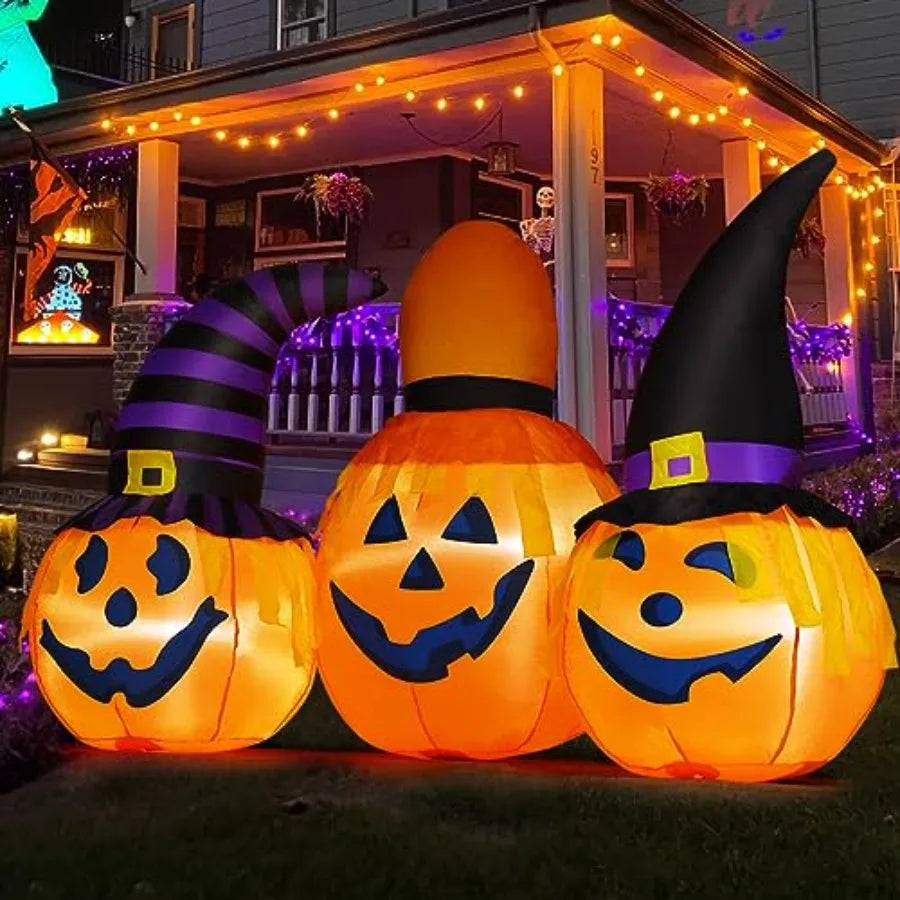 6.5 Feet Halloween Inflatable Pumpkin With Wizard Hat LED