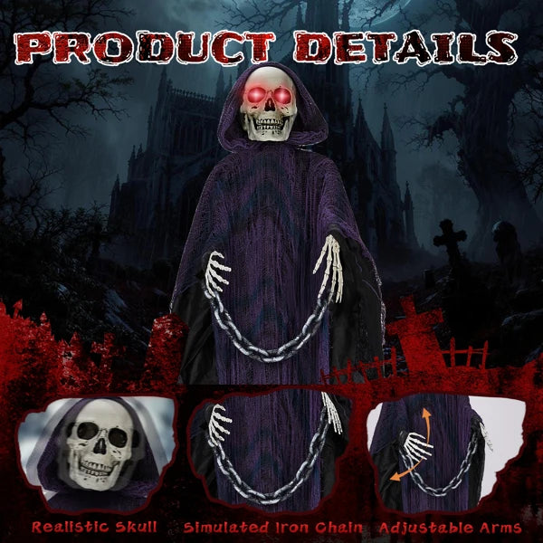 Life Size Grim Reaper Animatronic 6ft Decoration With Sound