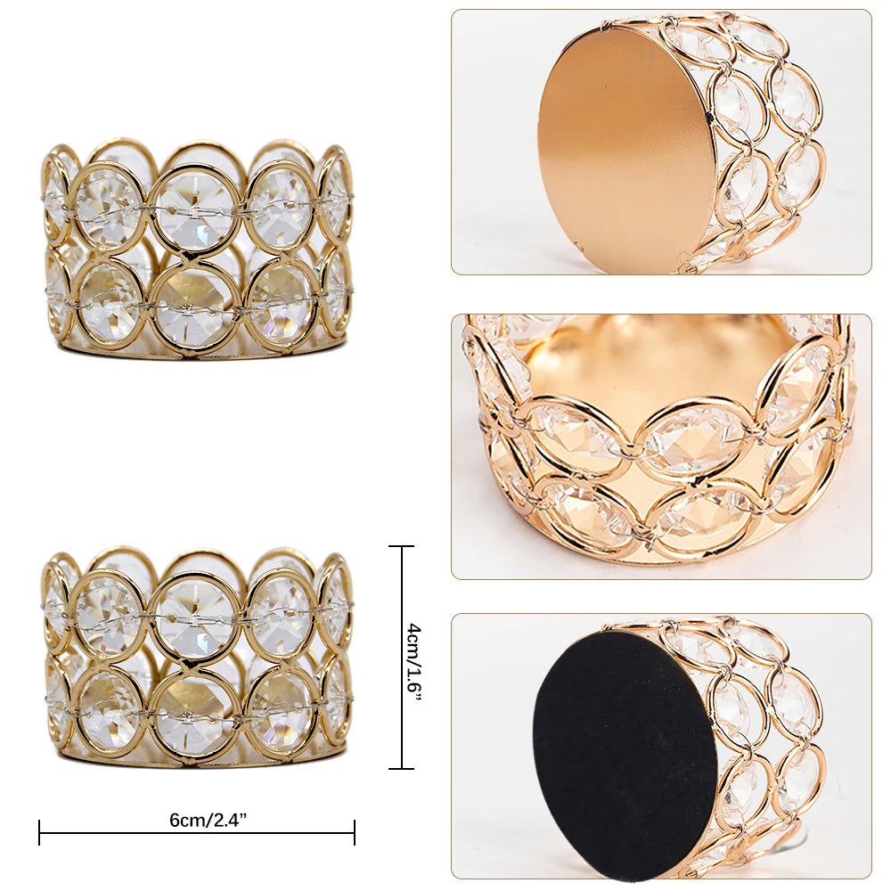 24Pcs Crystal Gold Tealight Votive Holders For Weddings