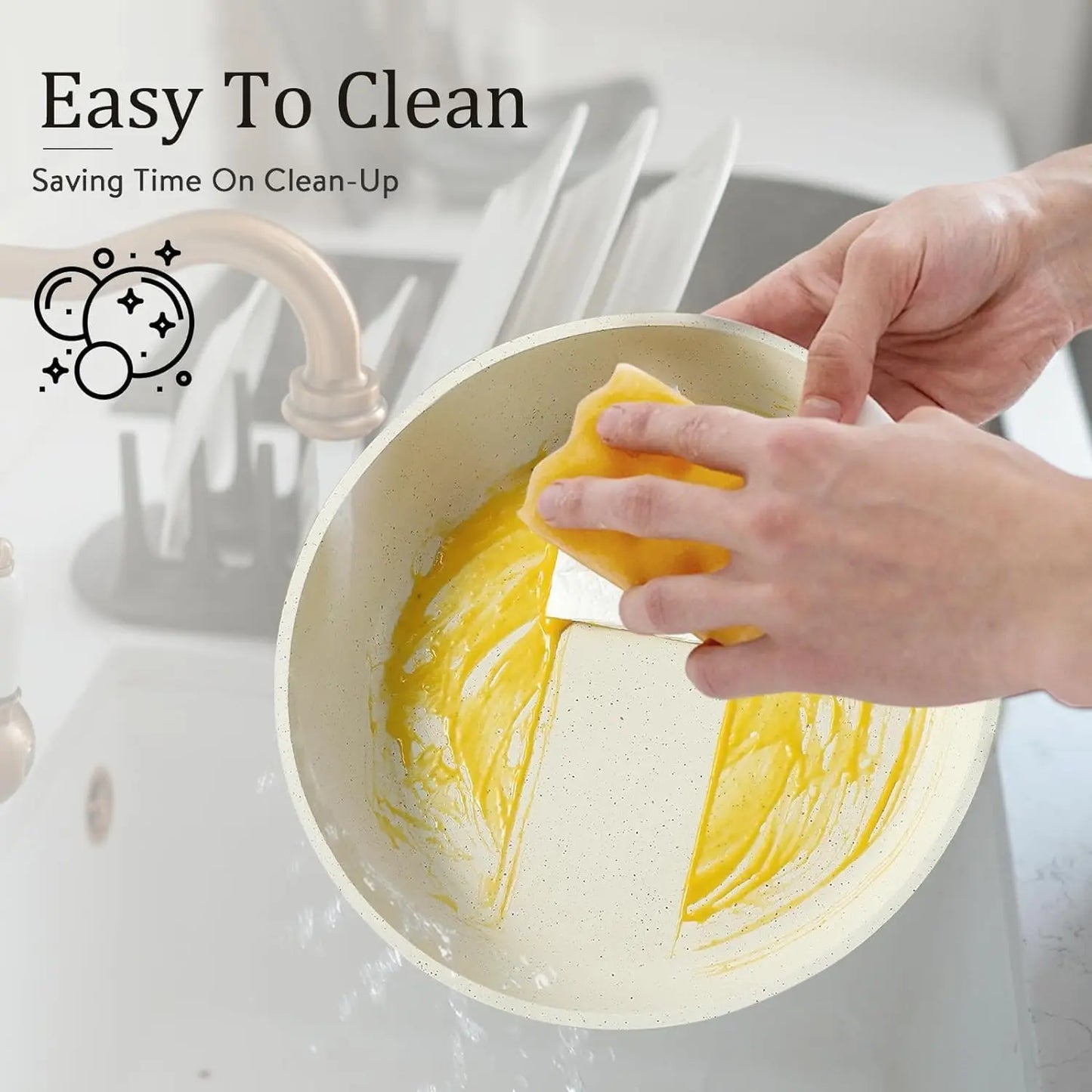 24 Piece Detachable Handle Pots and Pans Set Nonstick Induction Cookware Removable Handle RV Oven Safe Kitchen Cookware Cream White Granite