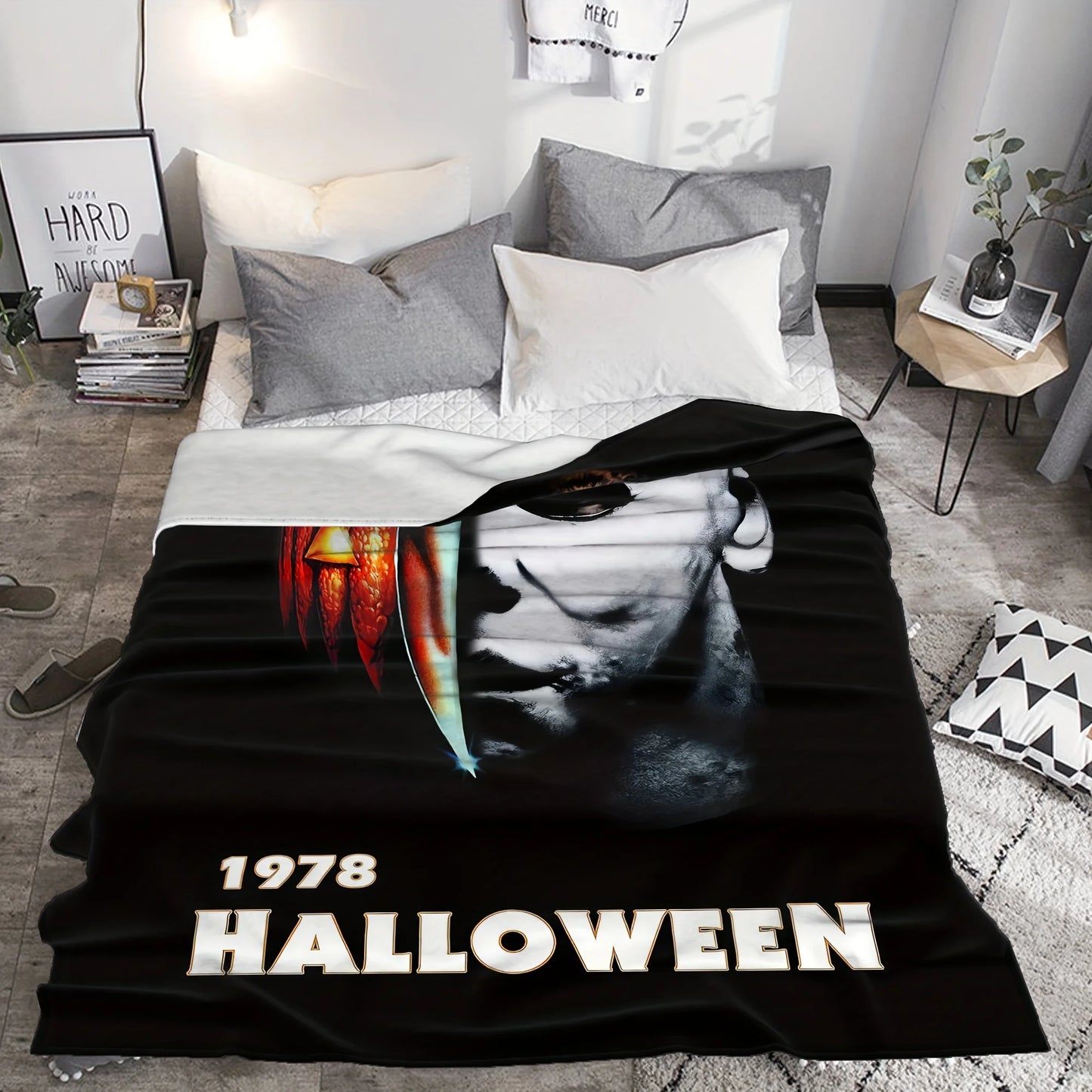 Halloween Horror Small Blanket for Sofa Travel Polyester