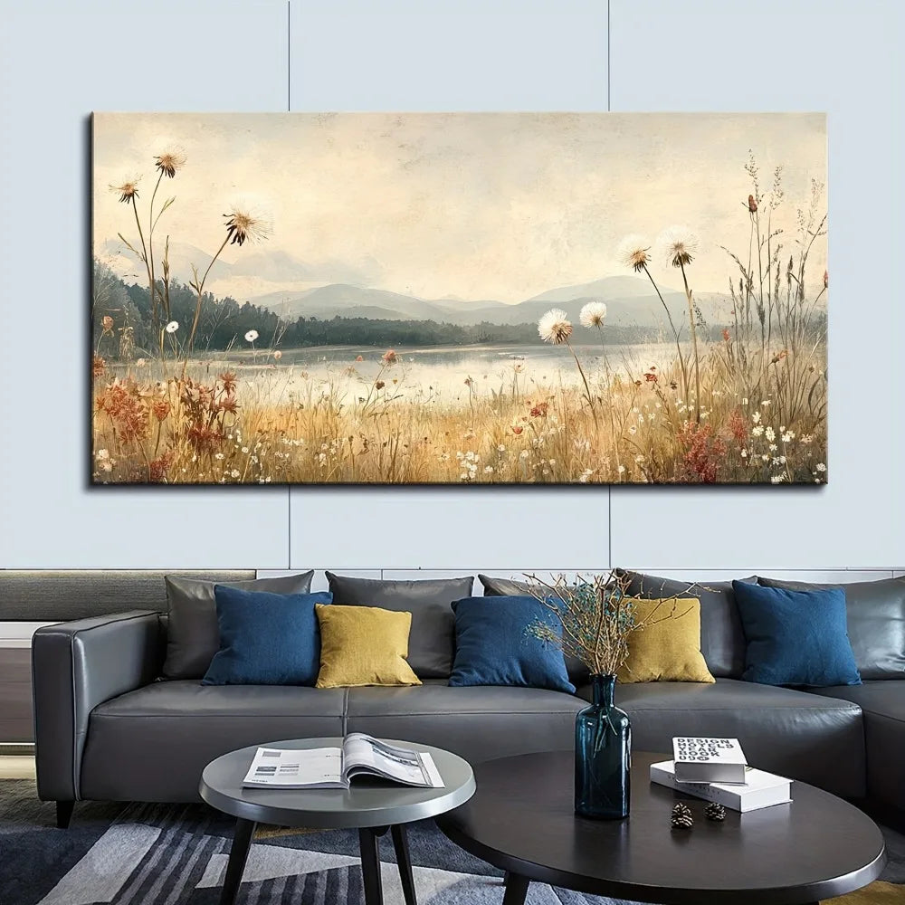 Fall Watercolor Landscape Canvas In 1.5 Inch Pine Wood Frame Farmhouse Wall Art
