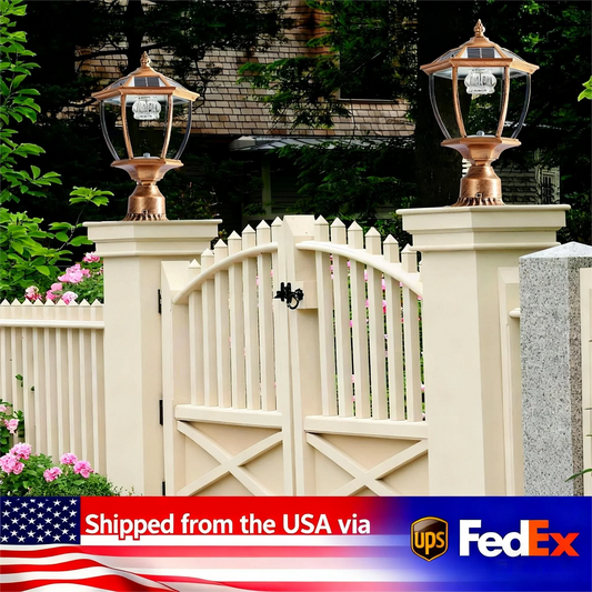 Vintage Solar LED Post Light Outdoor Garden Lamp Waterproof 2 Pack Auto On Off