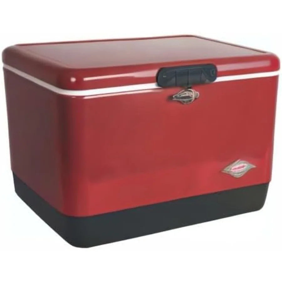 Vintage 54 Quart Steel Belted Cooler With 85 Can Capacity Keeps Ice For 4 Days