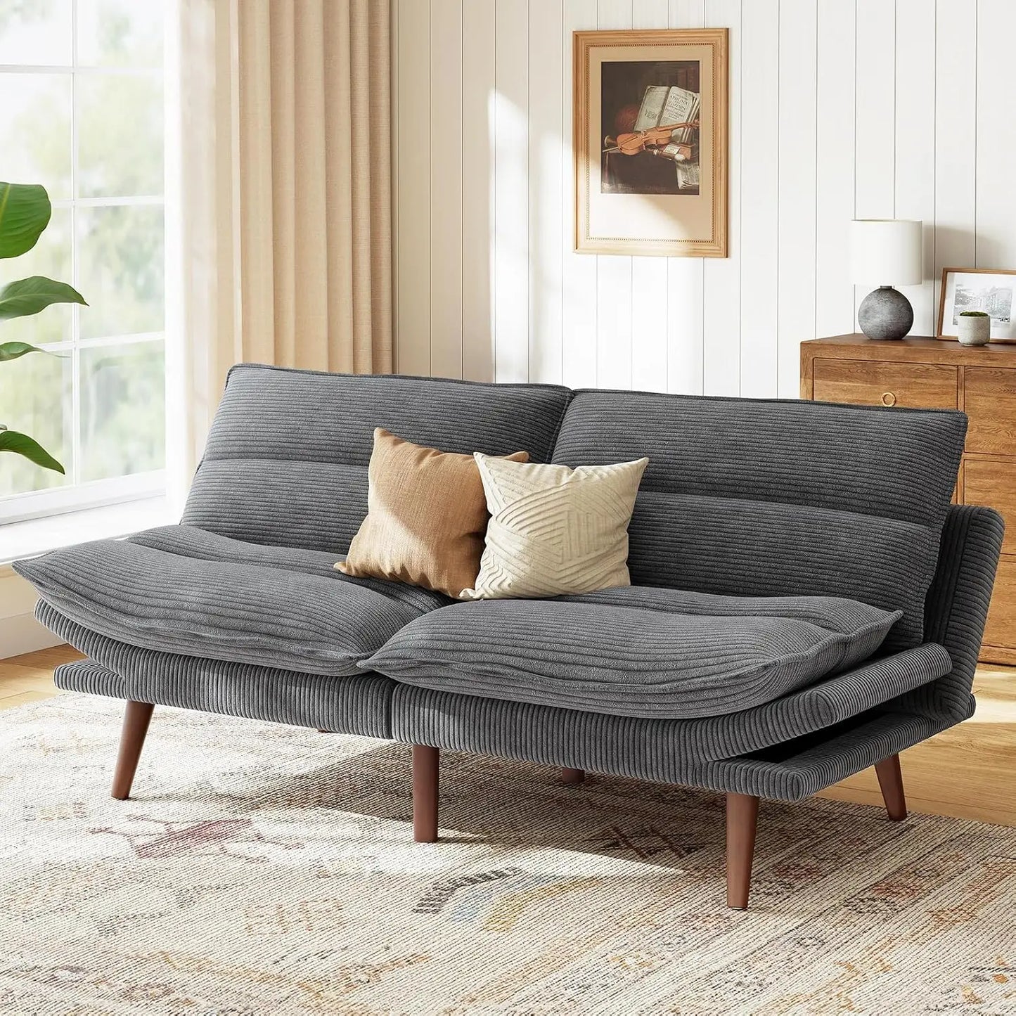 Guangbai Futon Sofa Bed With Adjustable Backrest Armrests