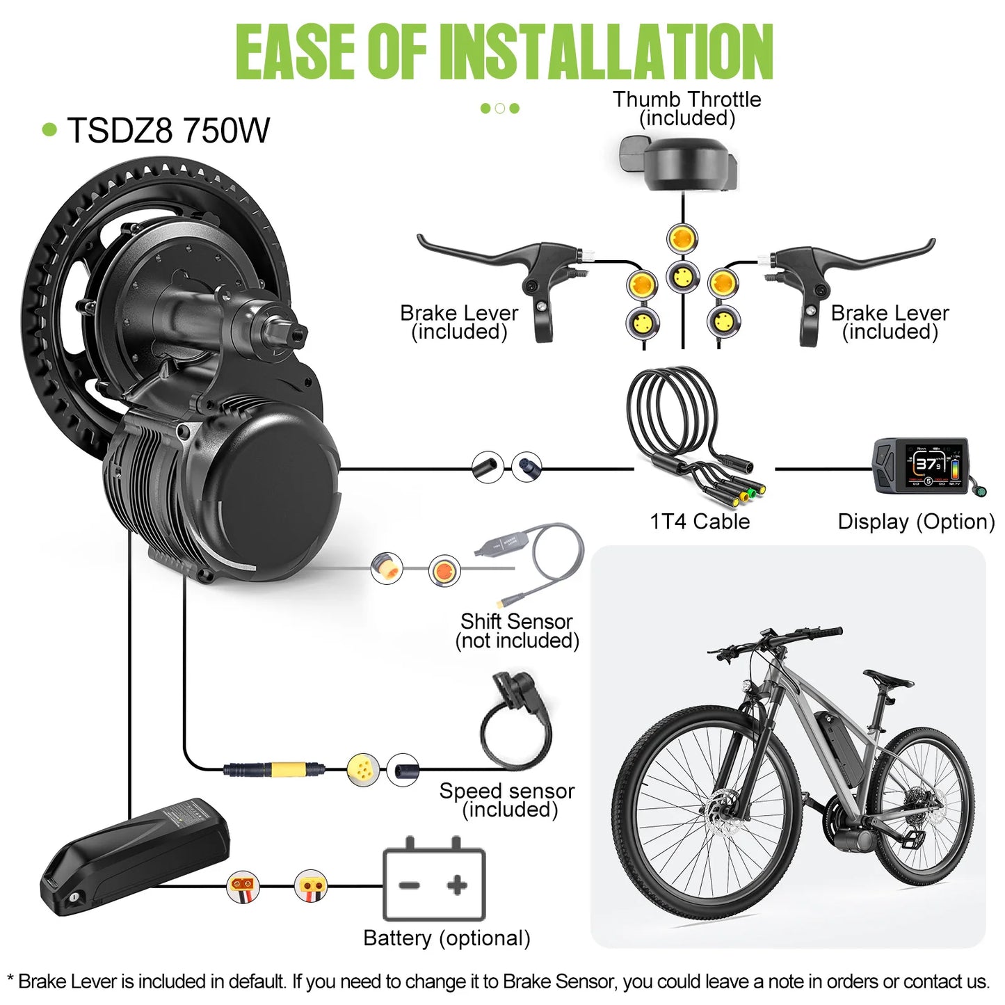 Tongsheng TSDZ8 750W Mid Drive Motor Kit 68mm 73mm BB