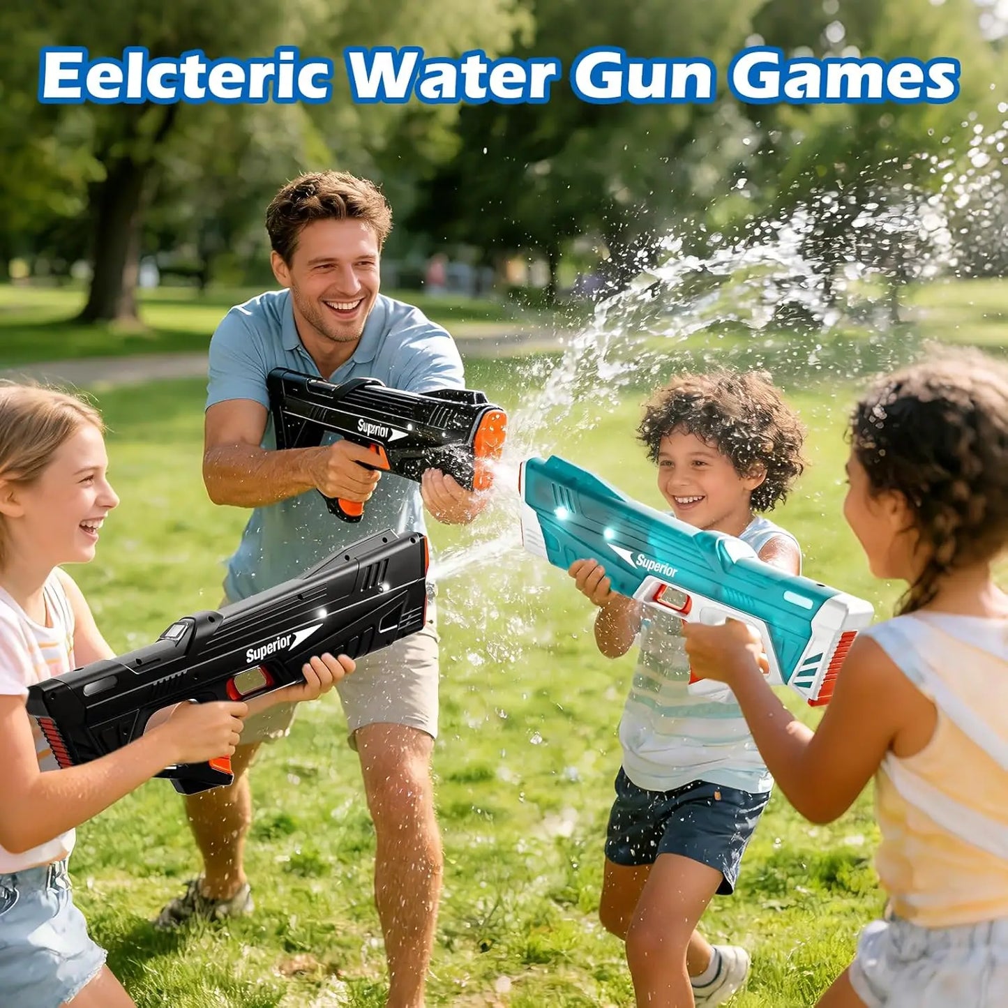 2 Pack Electric Water Guns Powerful Automatic Squirt Guns Long Range Pool Toy