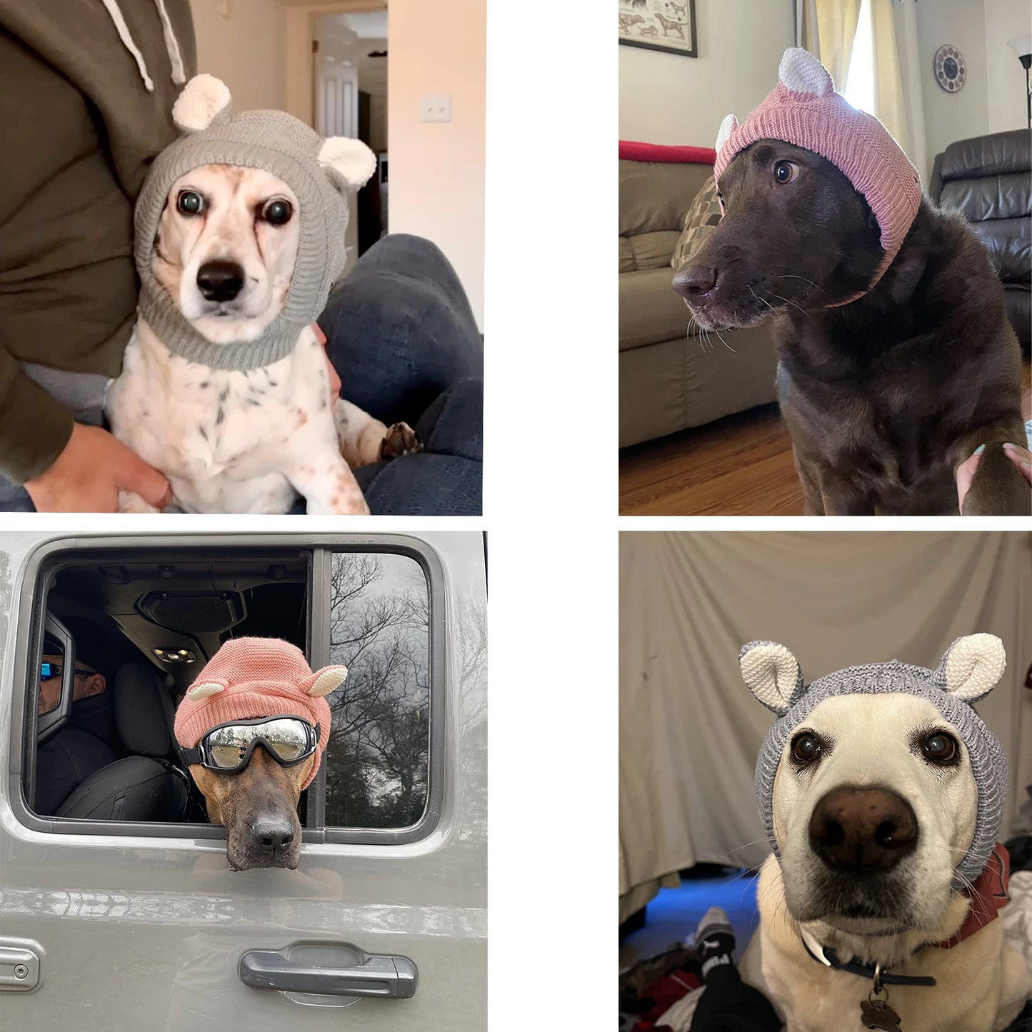 Knitted Pet Ear Muffs Noise Protection Winter Warmer For Medium Large Dogs Cats