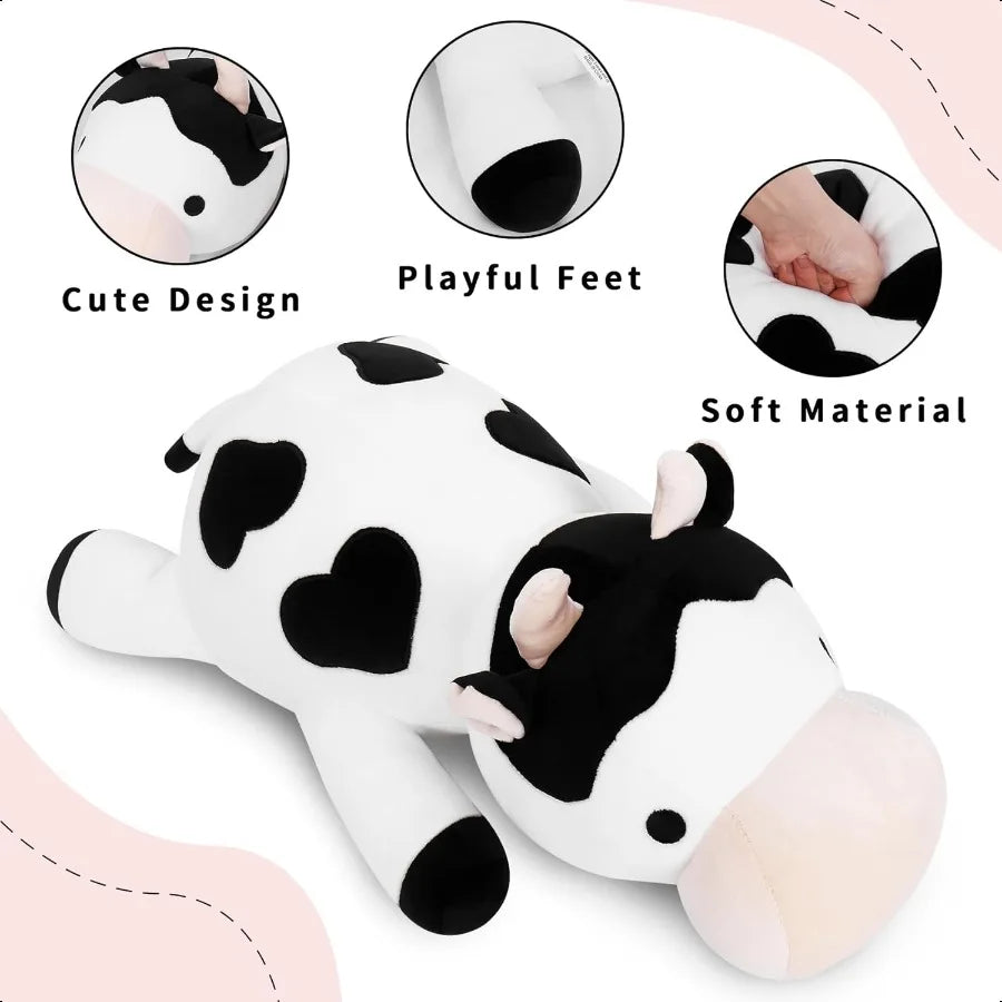 Milk Cow Weighted Plush 24 Inch 4.2 Pounds Weighted Stuffed Animal Cute Cow Plush Doll Throw Pillow Birthday Gift for Adults