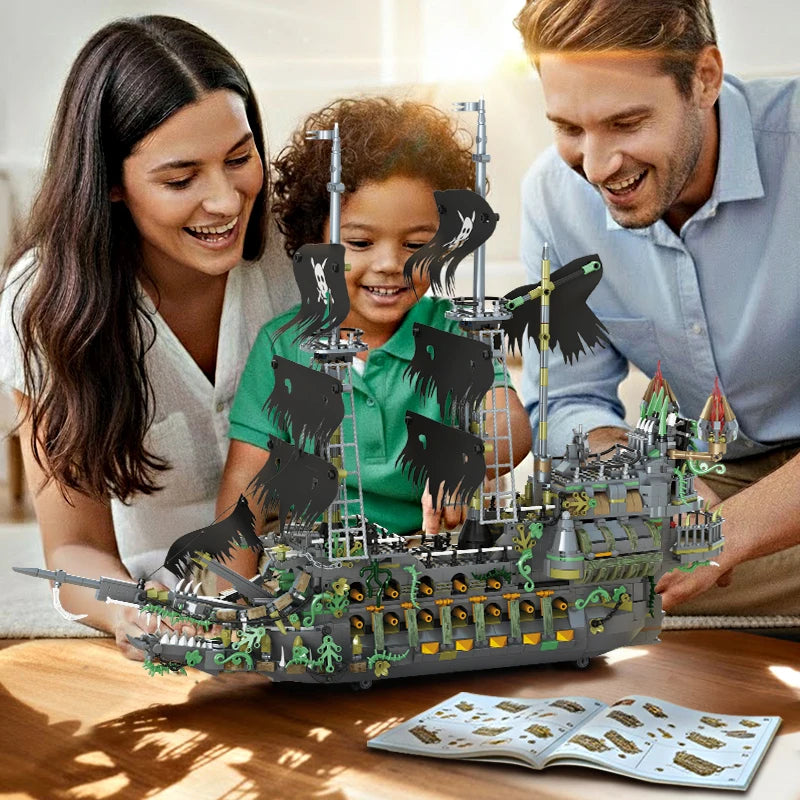 Pirate Ship Building Blocks Set 2434 Pieces Flying Dutchman Desktop Ornament