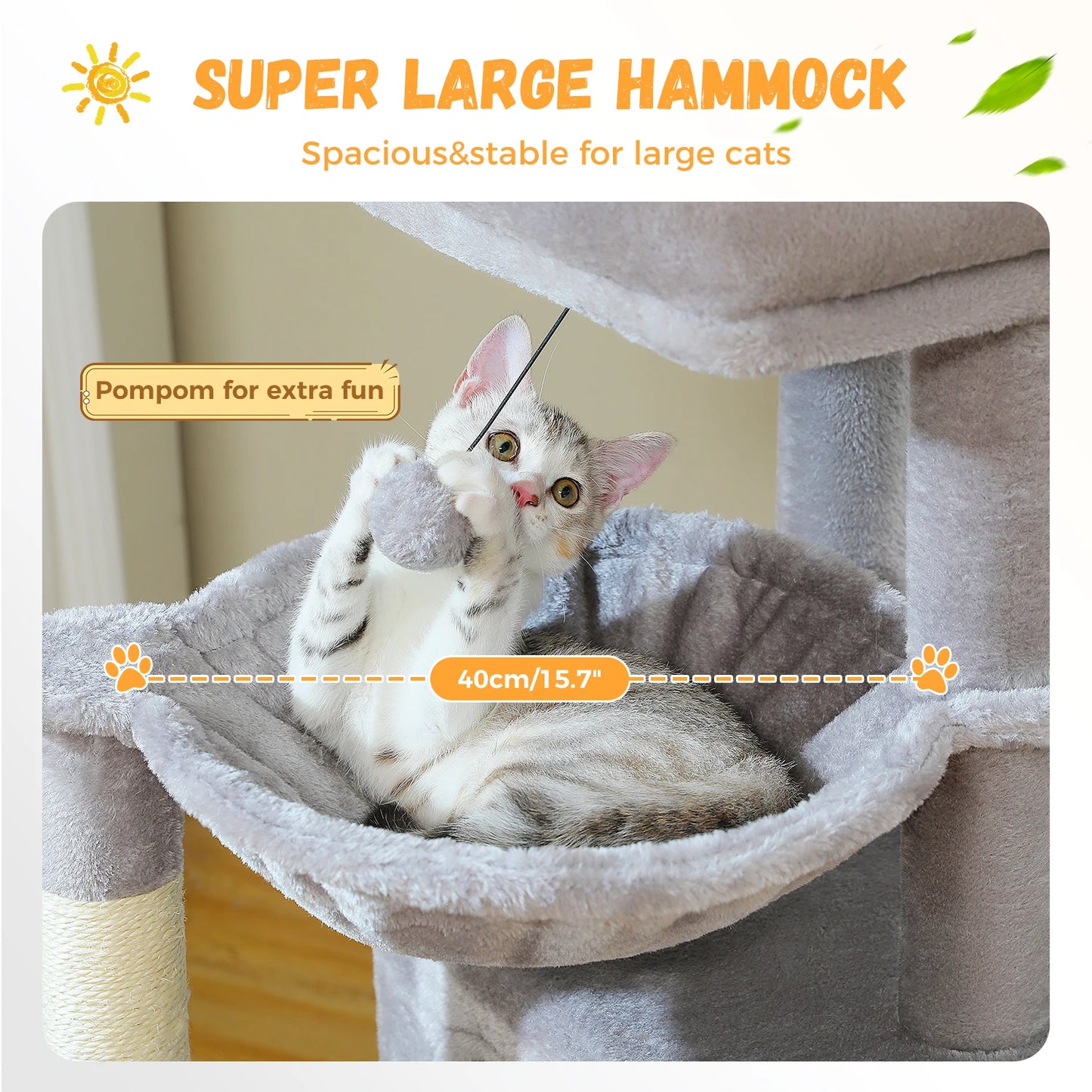 Large Indoor Cat Tree Tower With Four Levels And Two Condos
