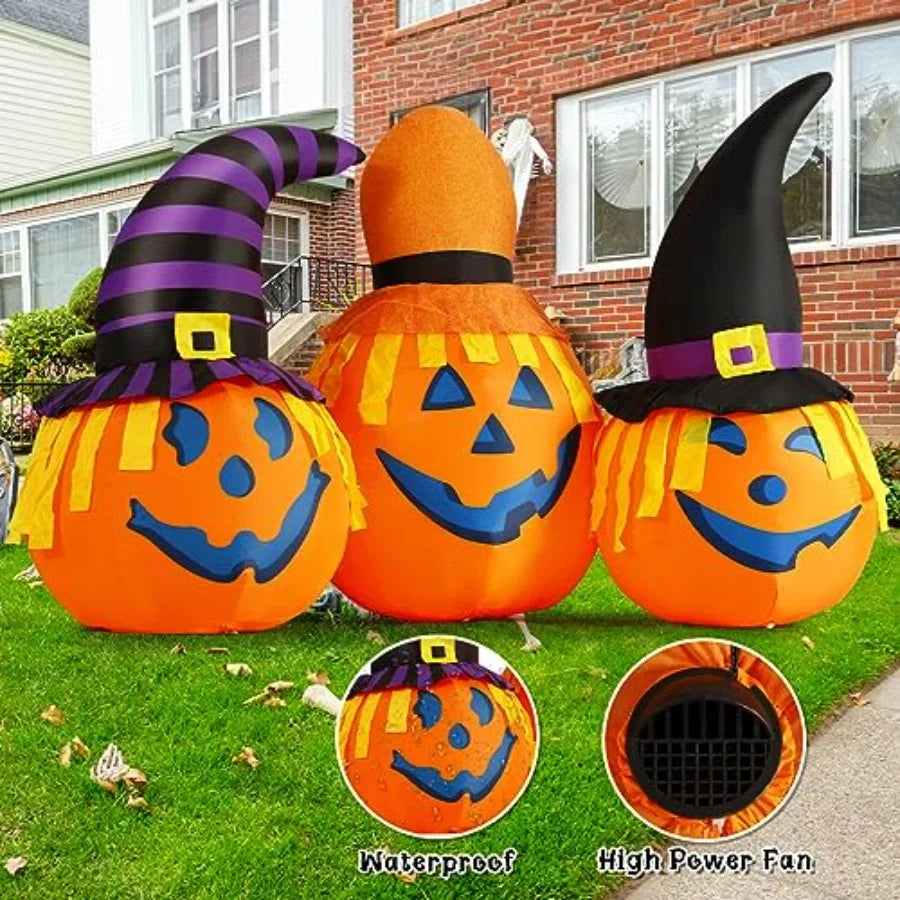 6.5 Feet Halloween Inflatable Pumpkin With Wizard Hat LED