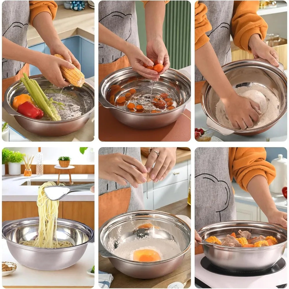 Stainless Steel Colander 2.5Qt Rice Washer And Mixing Bowl