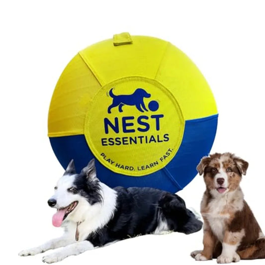 Herding Ball for Dogs 18cm Durable Training Toy with Clicker and Pump Blue