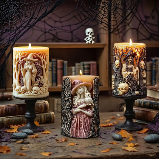 Witch Pillar Candle Molds Silicone For Candle Making