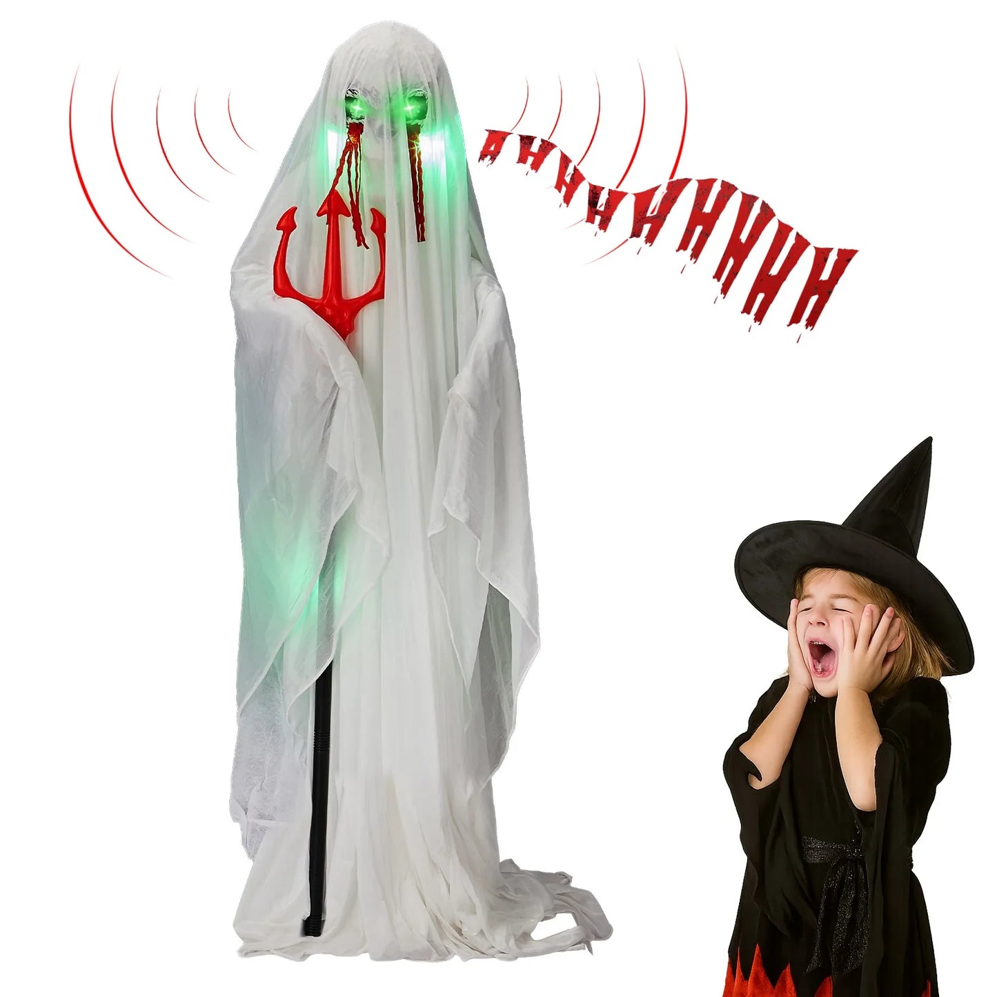 Halloween Life Size Animatronic Ghost 4.3Ft Sound Activated
