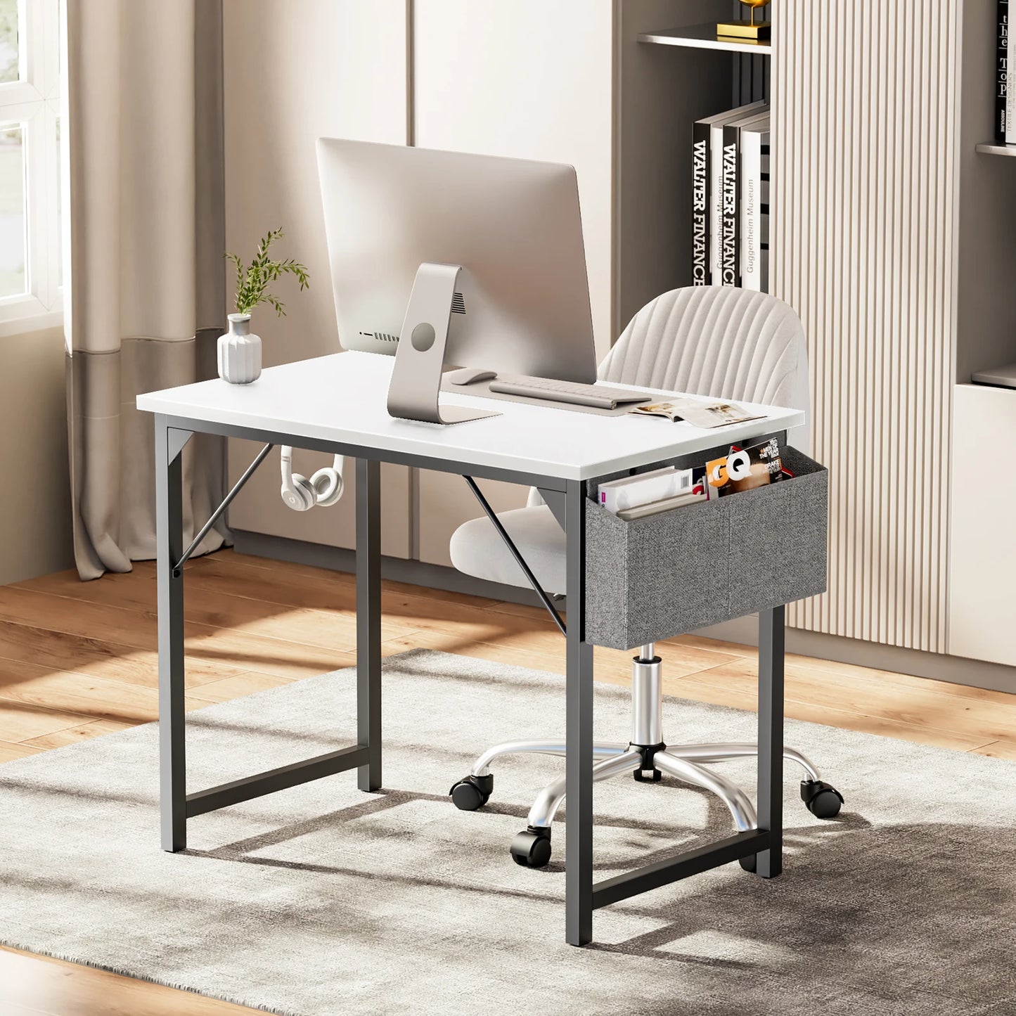 JHK Computer Desk Study Table Modern Compact With Side Bag