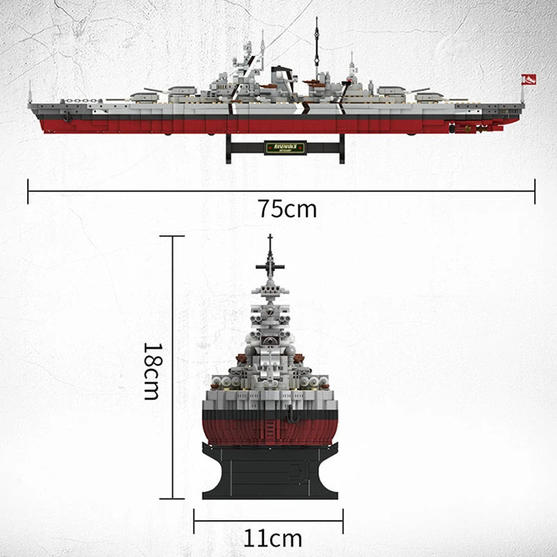 Military MOC Forange FC4201 Bismarck Class Battleship Model 2081PCS Building Blocks Brick Puzzle Toy for Kids Gift