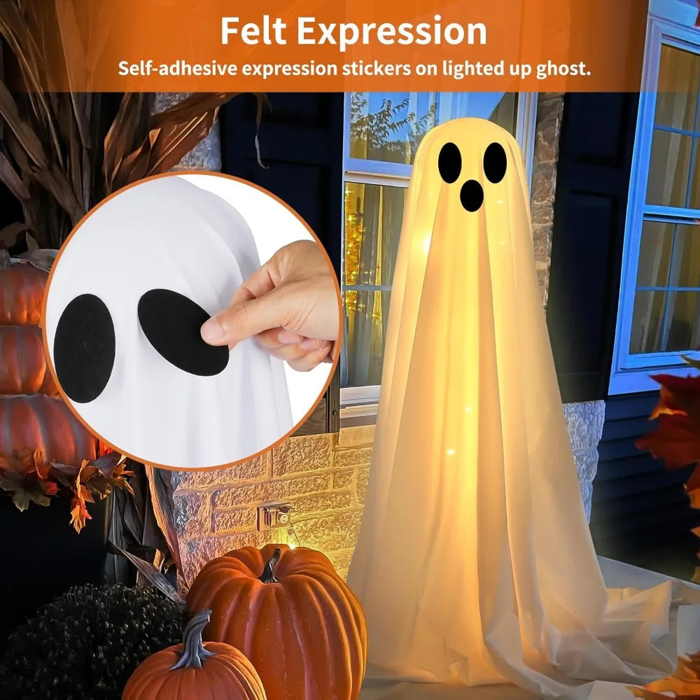 Outdoor Halloween Decorations 2 Pack White Cloth Ghosts LED