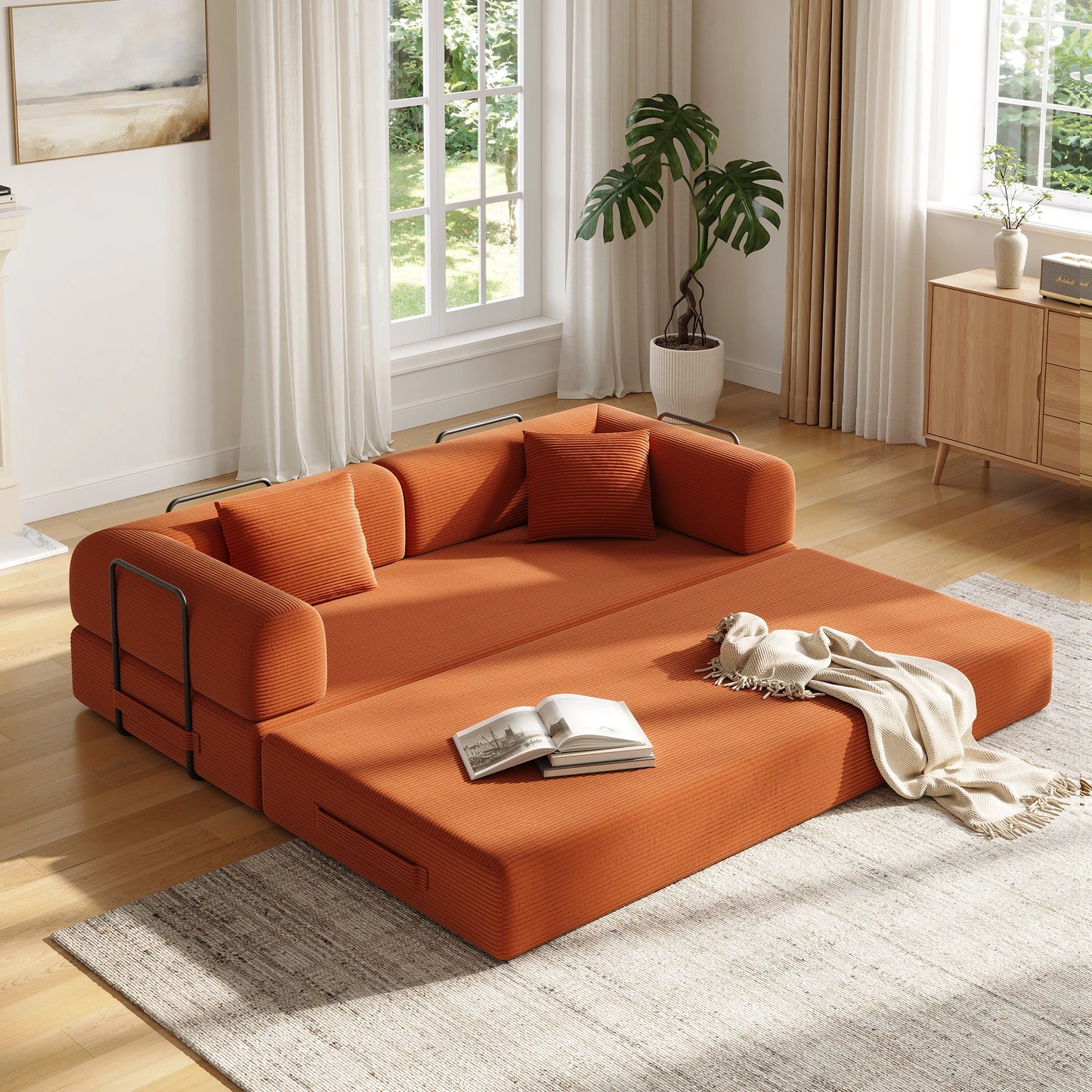 Convertible Floor Sofa Bed With Fixed Frame 5 In 1 Modular Sofa