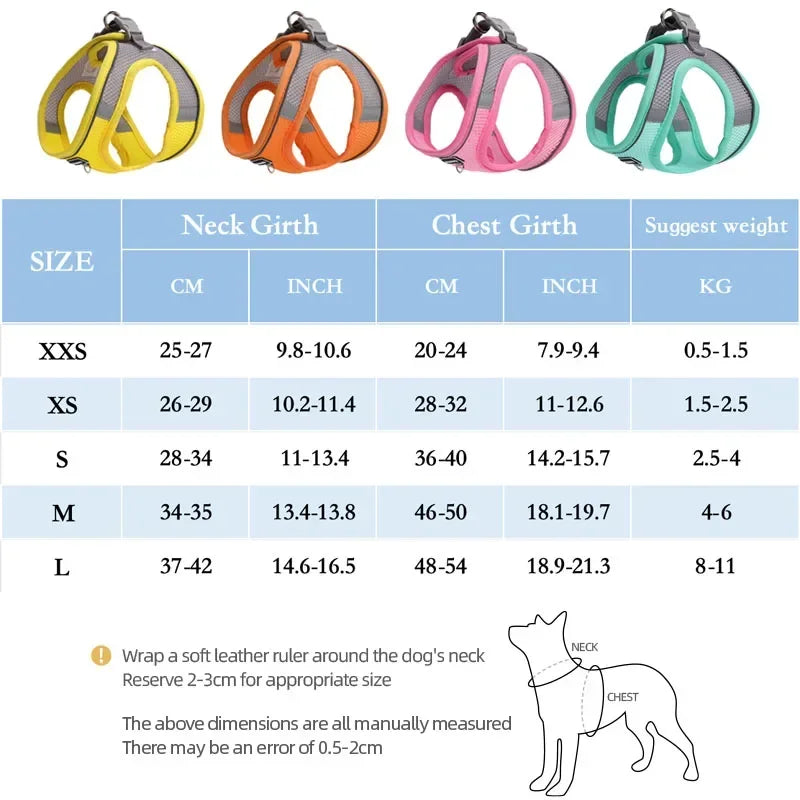 Adjustable Vest Dog Harness for Small Dogs Reflective Leash