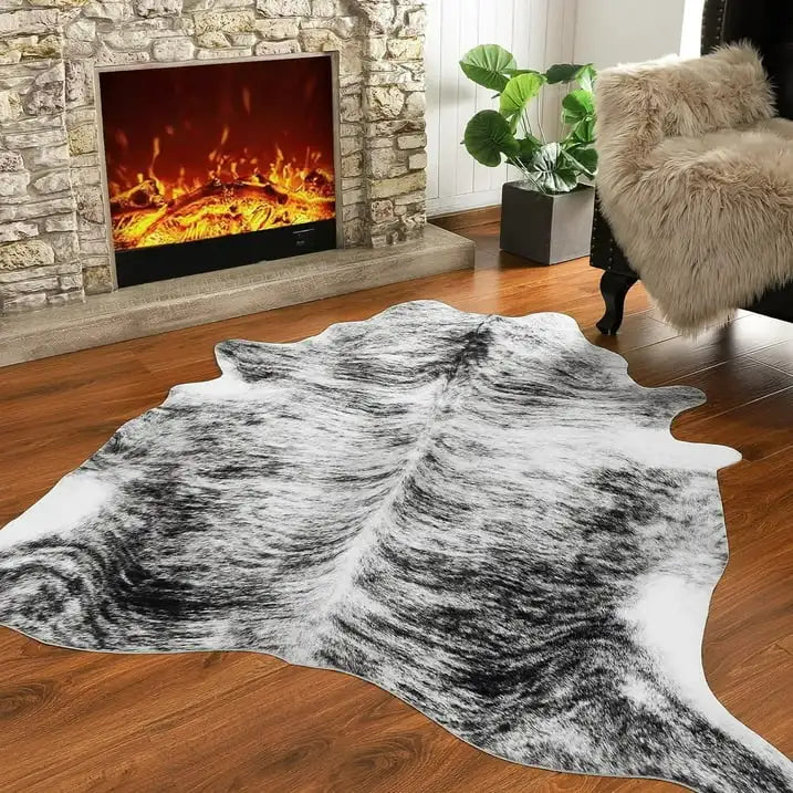 American Style Animal Print Faux Fur Cowhide Rug for Bedroom Living Room Carpet Home Decoration Floor Mats