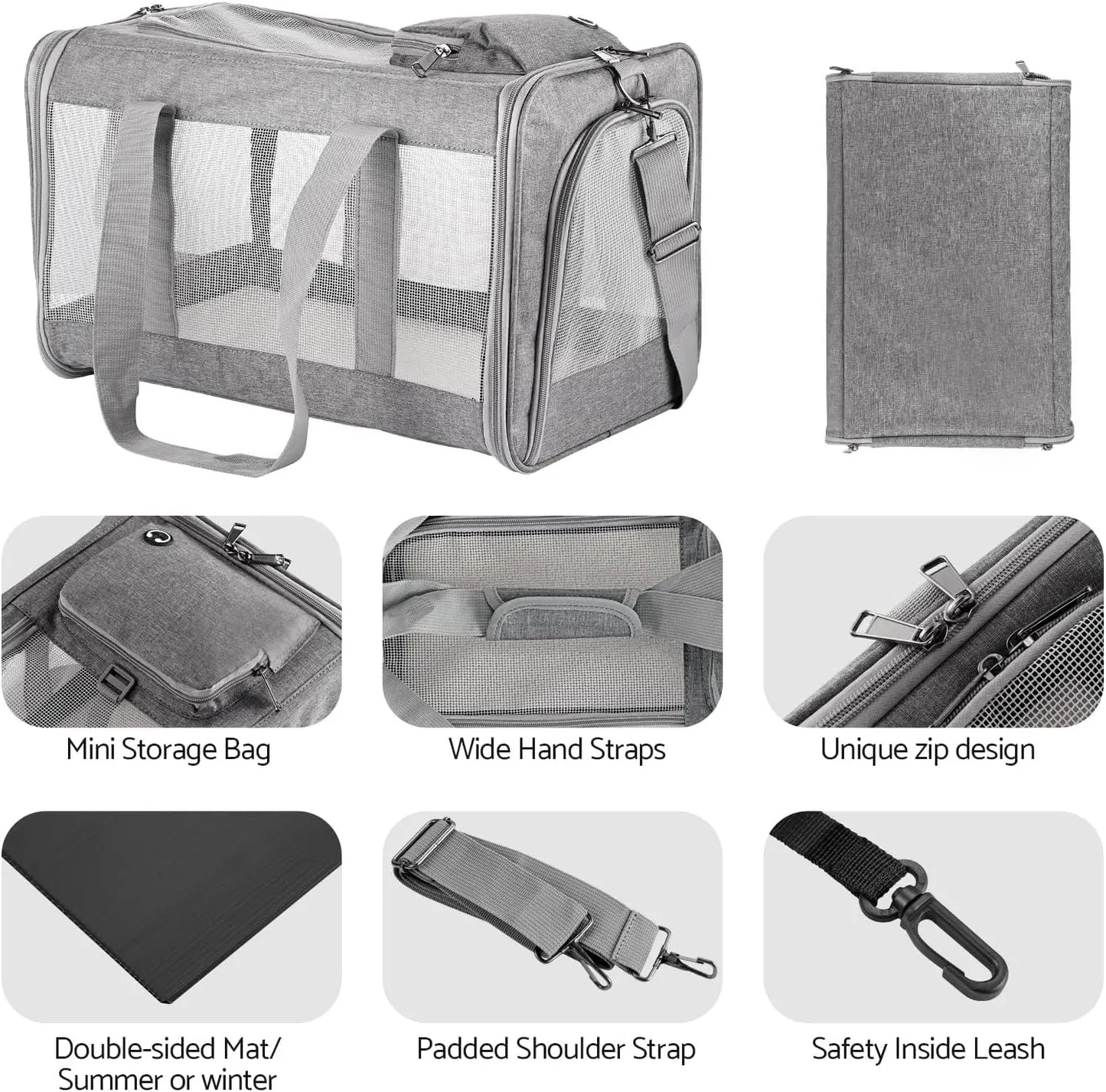 Airline Approved Pet Carrier For Cats And Dogs Soft Travel Bag Breathable Board