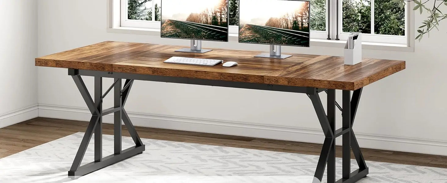 Little Tree 70.8 Inch Office Desk Farmhouse Writing Table
