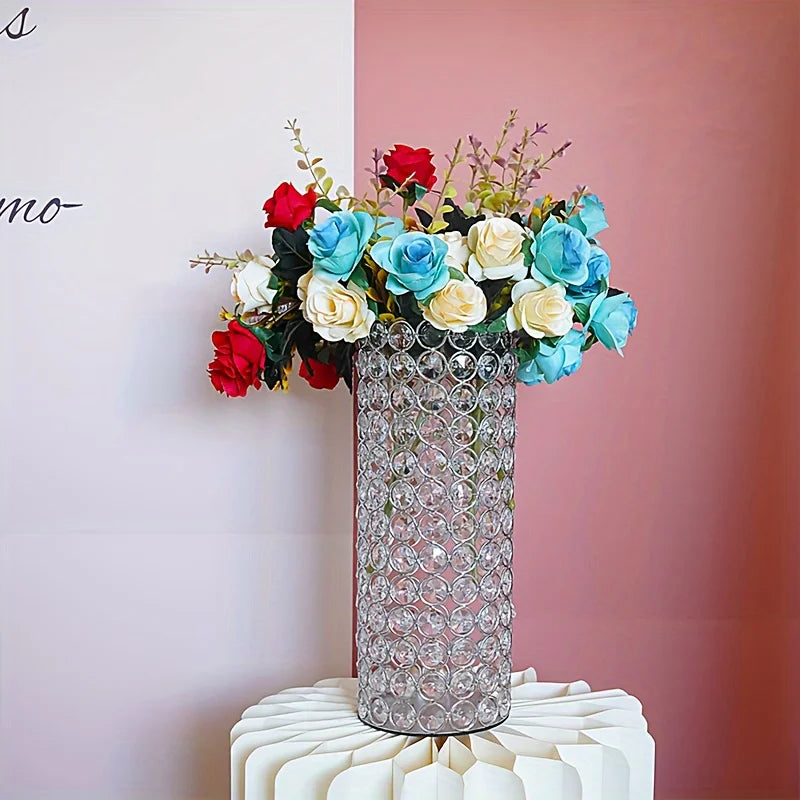 Two Crystal Metal Candle Holders 10 Inch Hurricane Vase