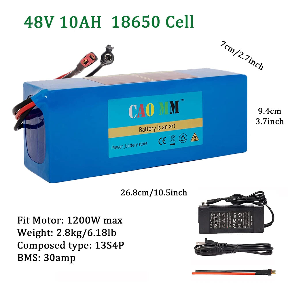 36V 48V Ebike Battery 10Ah 14Ah 16Ah 20Ah For 200 To 1200W