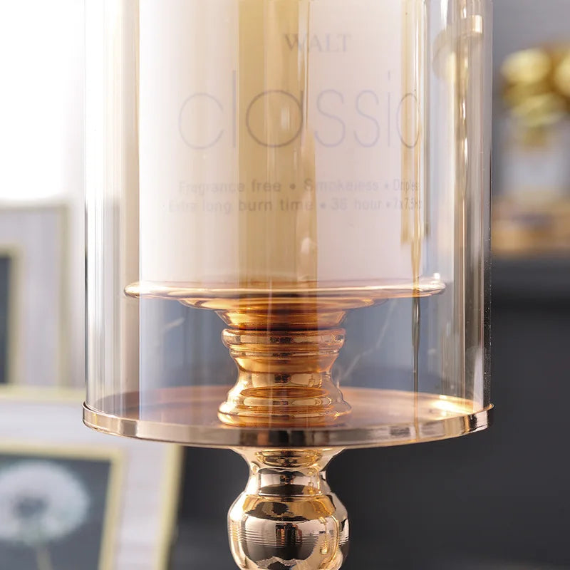 1PC Luxury Table Soft Decoration European Style Candlelight Dinner Crystal Metal Candle Holder