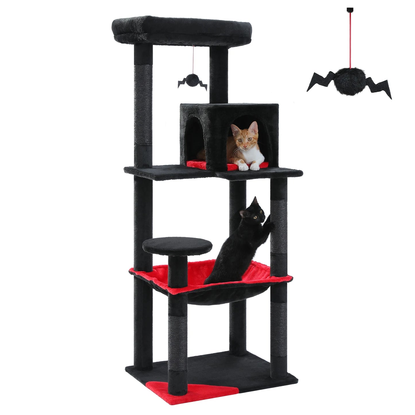 Gothic Cat Tree Tower for Indoor Cats Five Levels with Cozy Condo and Hammock