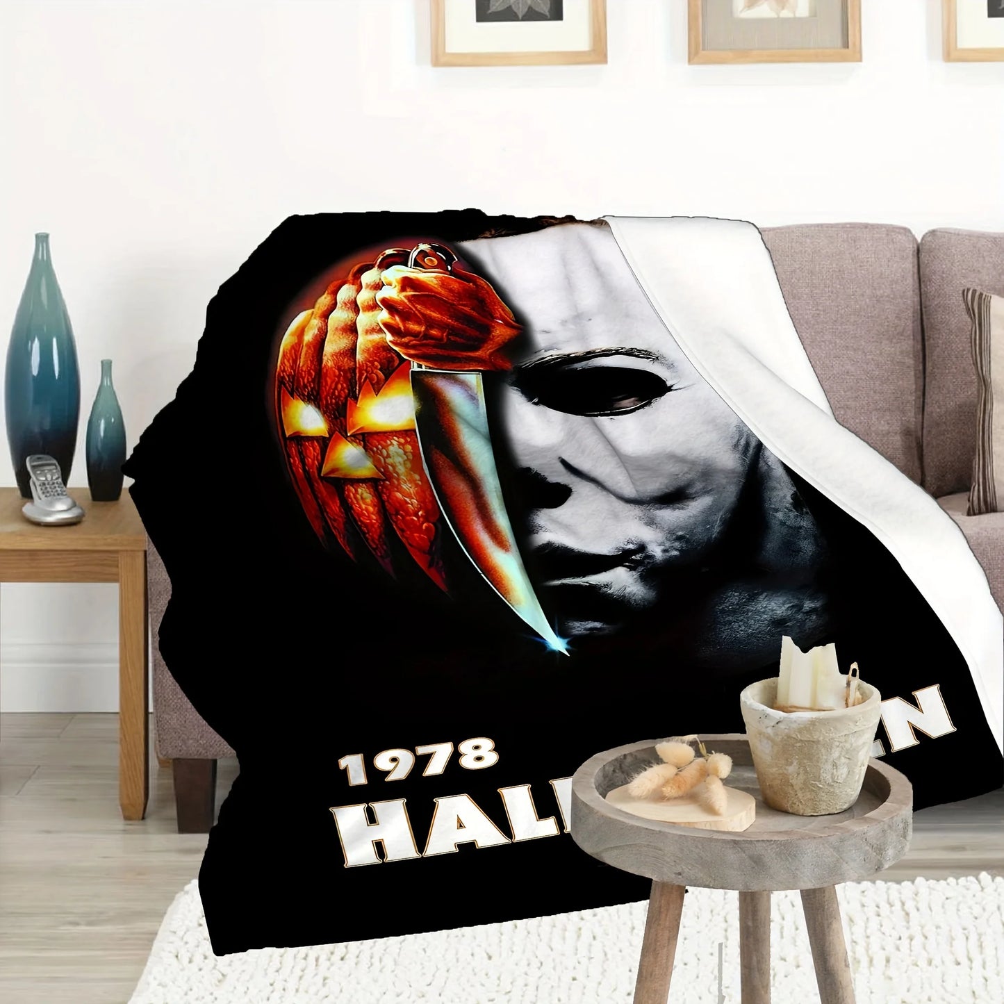 Halloween Horror Small Blanket for Sofa Travel Polyester