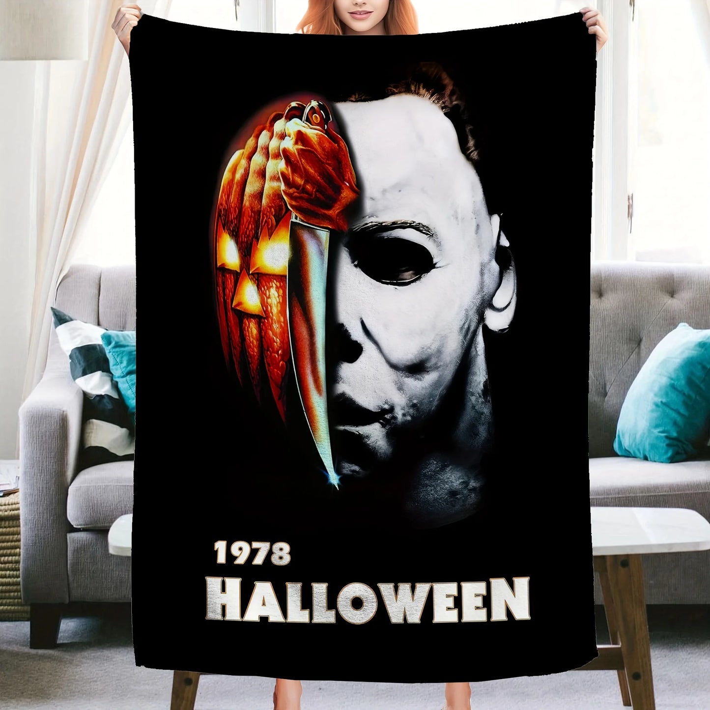 Halloween Horror Small Blanket for Sofa Travel Polyester