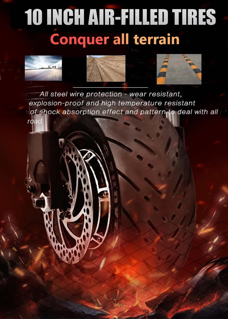 Adults Electric Scooter 2500W Foldable 10 Inch Pneumatic Tires 60 To 80km Range