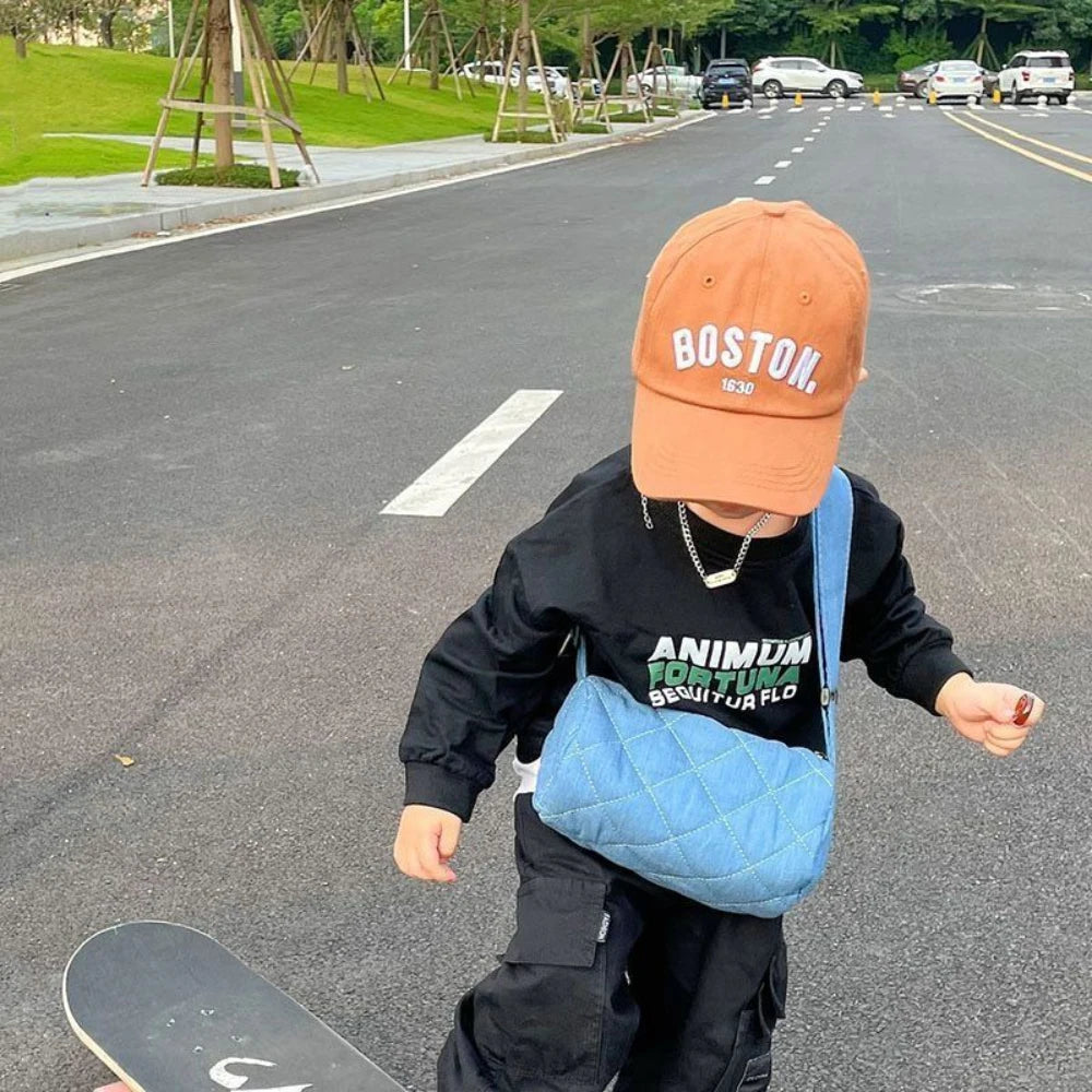 Kids Four Seasons Baseball Cap Embroidered Letters Unisex Duckbill Hat