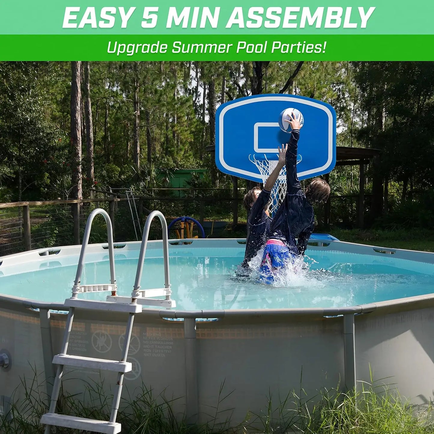 Above Ground Pool Basketball Hoop Game With 2 Balls And Pump