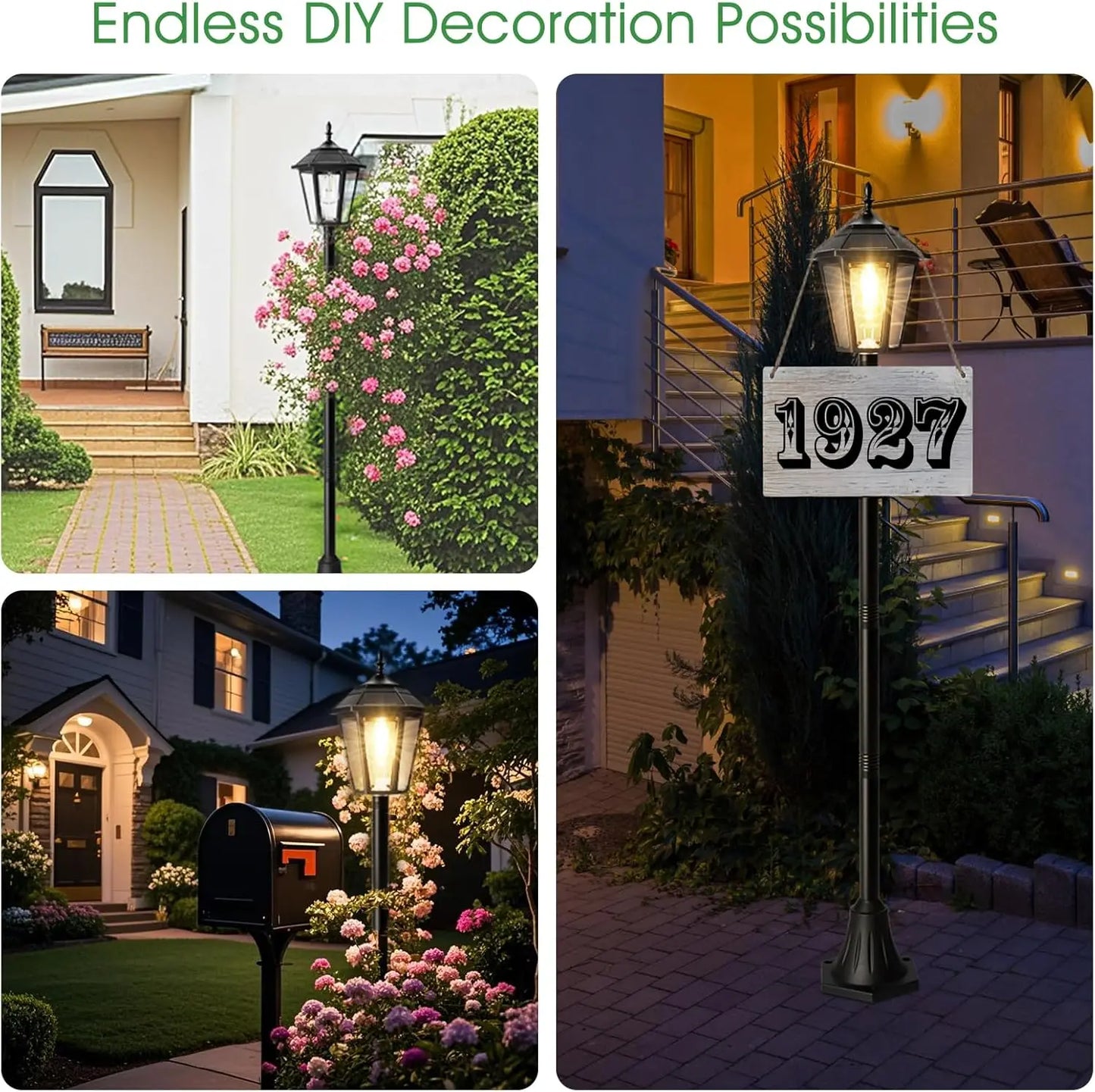 66 Inch Solar Lamp Post Lights 2 Pack Outdoor Waterproof Poles Yard Driveway