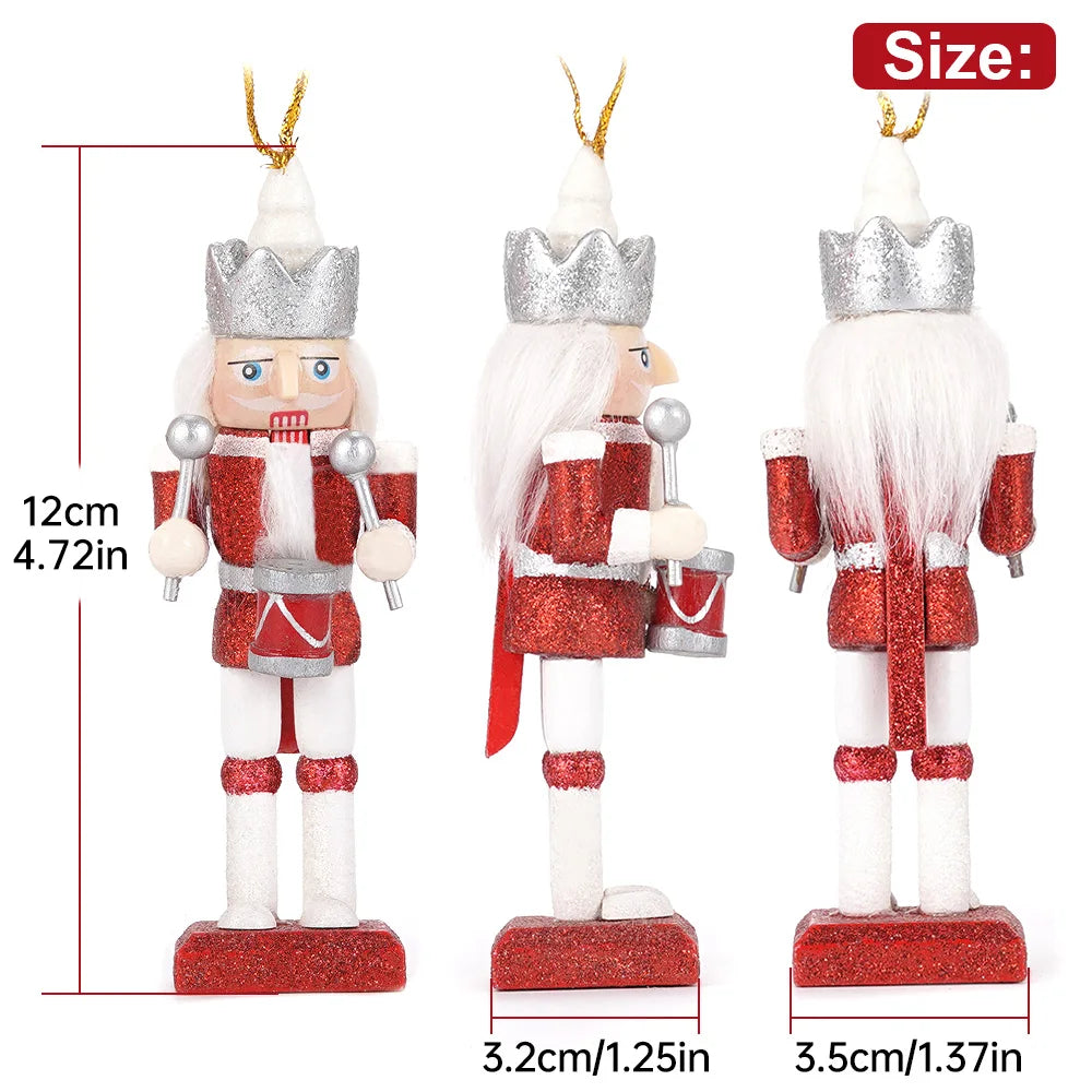 Five Piece Set Christmas Nutcracker Soldier Wooden Ornaments