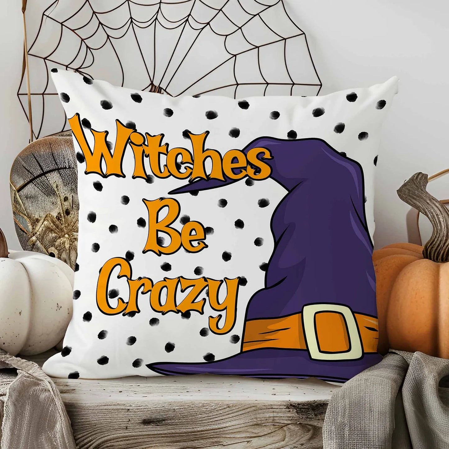 Halloween Linen Throw Pillow Cover Single Sided Print