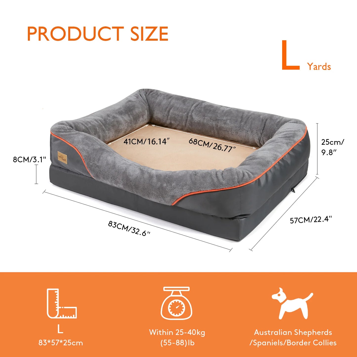 Jumbo Large Orthopedic Memory Foam Dog Bed Quilted Bolstered Elevated Cushion