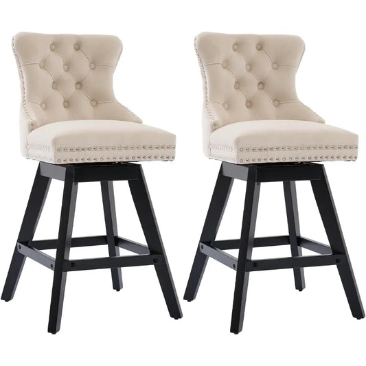 Modern Velvet Counter Height Bar Stools Set Of 2 With Back