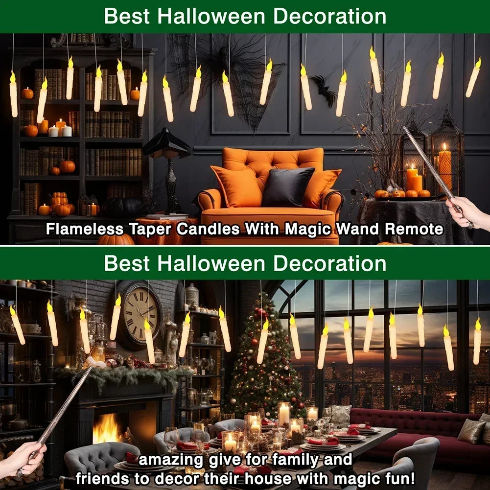 Floating LED Candles With Wand Remote Flameless Decor