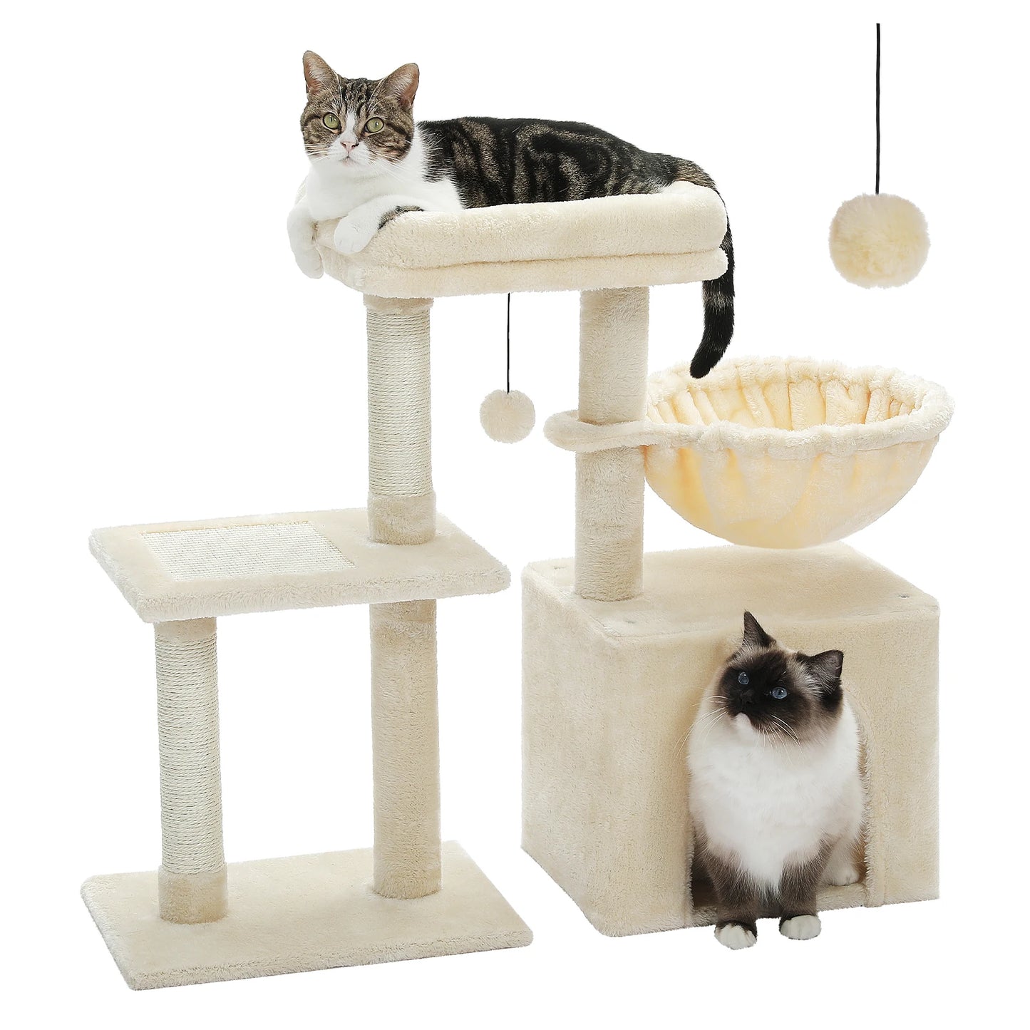 Grey Cat Tree Tower For Indoor Cats Two Styles With Hammock
